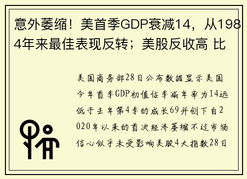 意外萎缩！美首季GDP衰减14，从1984年来最佳表现反转；美股反收高 比特币触4万镁